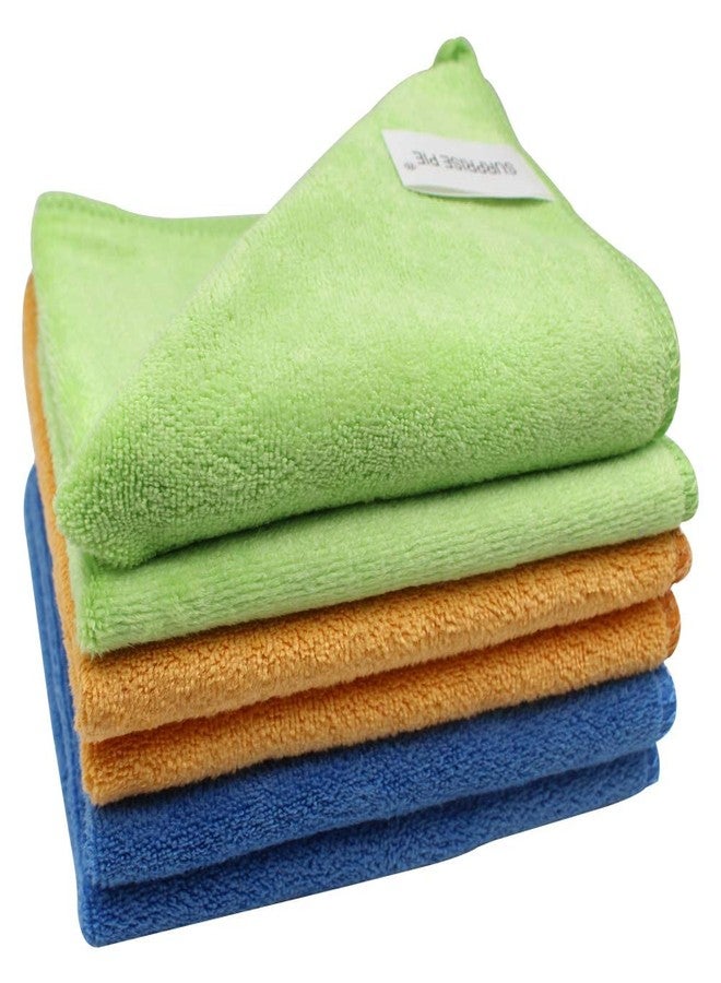 SURPRISE PIE Microfiber Cleaning Cloth for Kitchen Housekeeping Dish Electronics Dust Rags Thick Lint Free Car Wash DryingTowel (12"x12") Green/Blue/Orange -6 Pack - Image 1