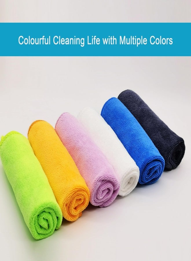 SURPRISE PIE Microfiber Cleaning Cloth for Kitchen Housekeeping Dish Electronics Dust Rags Thick Lint Free Car Wash DryingTowel (12"x12") Green/Blue/Orange -6 Pack - Image 4