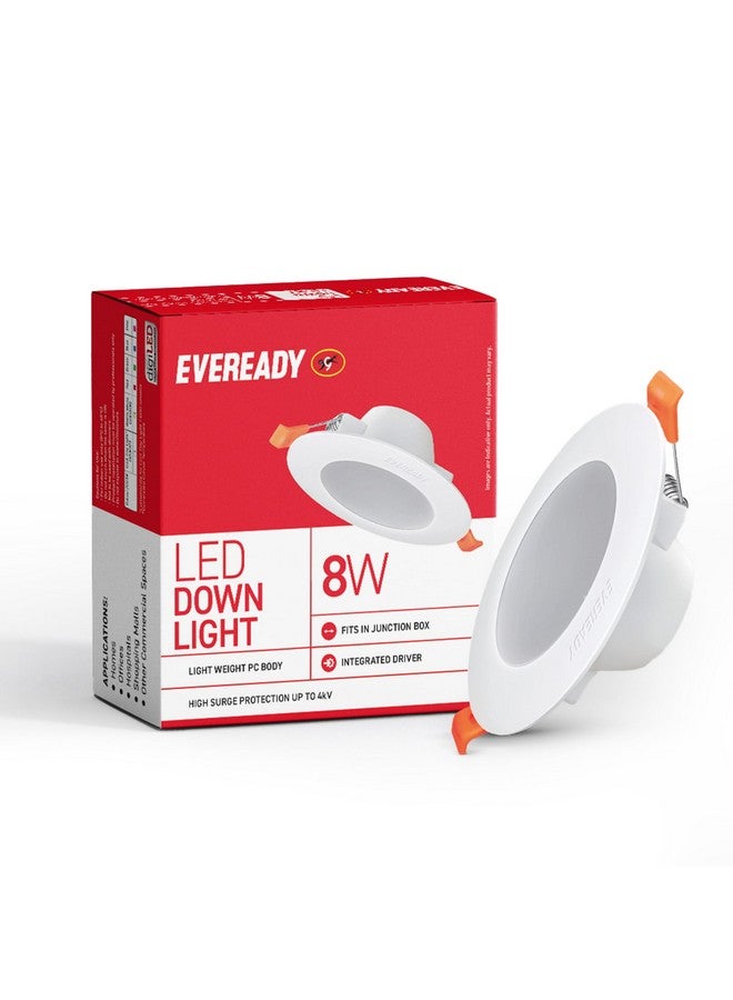 Eveready EVEREADY 8W LED Downlight, Round Shape, Cool Day White, 75 lm/W Efficiency, 4KV Surge Protection, 600 Lumens, 75mm Cut Size, Lightweight, Integrated Driver, Junction Box Fit - Image 1