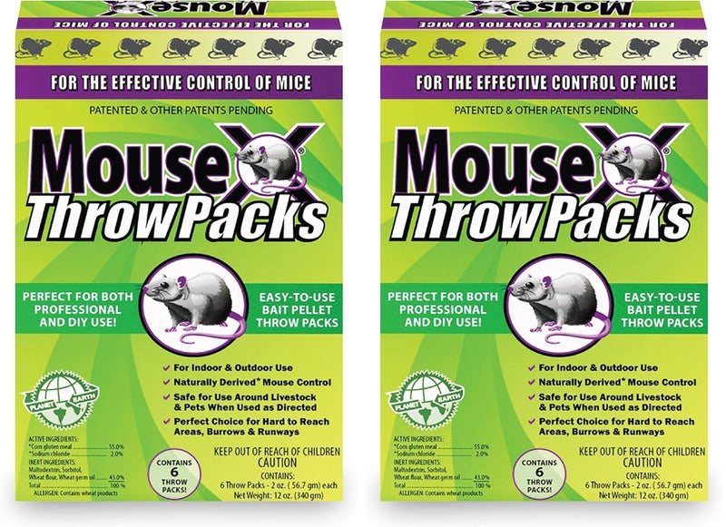 MouseX Throw Packs- for All Species of Rats Mice Safe Around Pets- Pack of 2 - Image 1