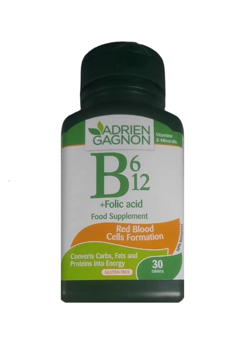 ADRIEN GAGNON - Vitamin B6, B12 & Folic Acid 30 Tablets - Image 1