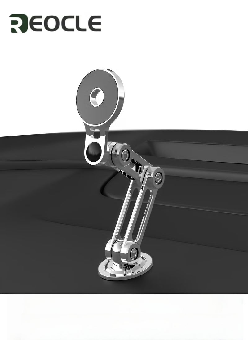 REOCLE Car Phone Holder Universal 360° Alloy Folding Magnetic Cellphone Holder for Car Hands Free Adjustable Bracket Dashboard Phone Car Mount with Metal Ring for All Smartphone - Image 2