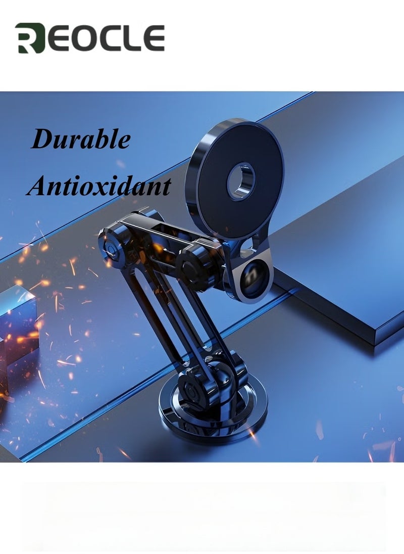 REOCLE Car Phone Holder Universal 360° Alloy Folding Magnetic Cellphone Holder for Car Hands Free Adjustable Bracket Dashboard Phone Car Mount with Metal Ring for All Smartphone - Image 3