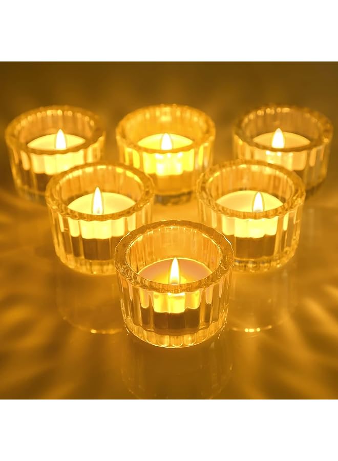 Clear Tealight Candle Holder, 12 Pcs Clear Glass Votive Candle Holders, Clear Glass DIY Wax Filling Romance Tealight Candle Holders for Table, Gift, Home Decoration