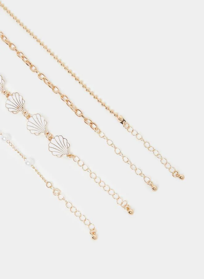 Styli Styli Set of 4 - Shell Charm Assorted Anklet