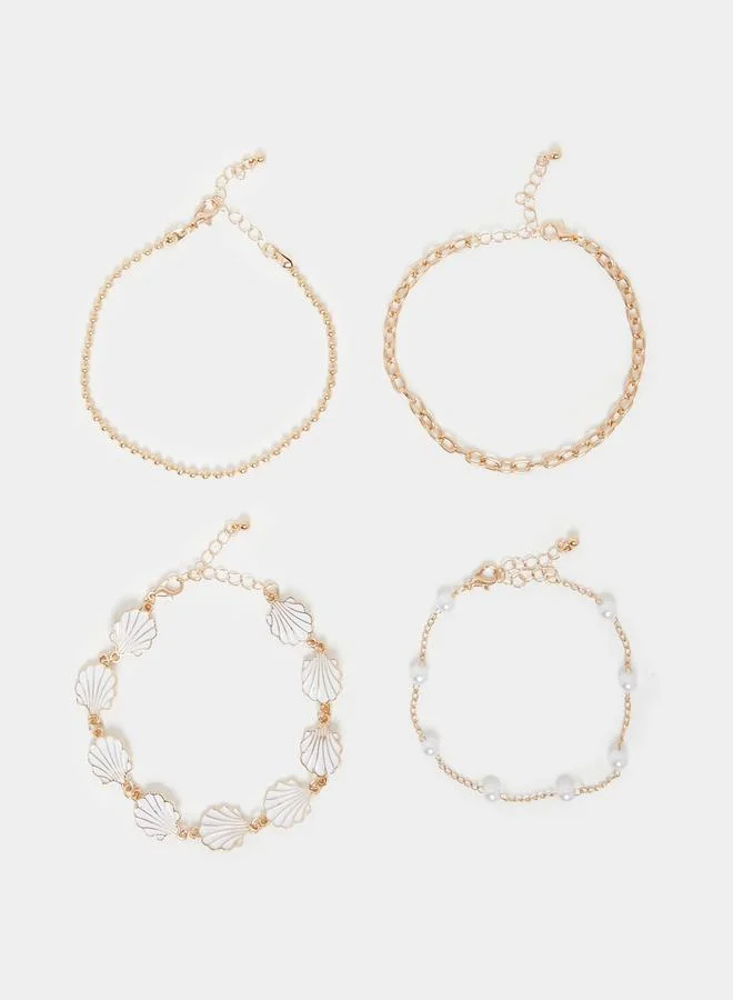 Styli Styli Set of 4 - Shell Charm Assorted Anklet