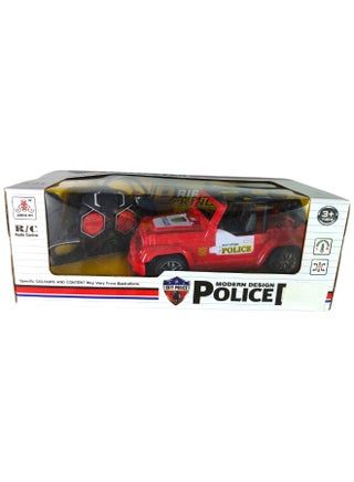 Remote control police car, modern design, plastic, radio control, red, for children aged 3 years and up