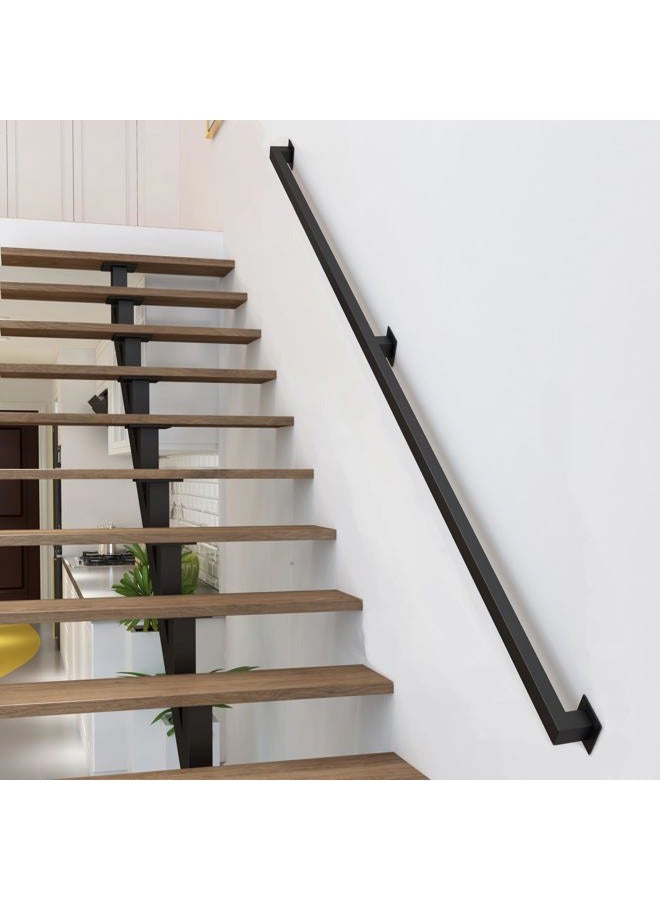 CAVAOSEY 8FT Stair Railings Indoor, Black Iron Railings for Stairs, Industrial Handrail Wall Mounted, Hand Railing for Stairs Indoor 500lbs Load Capacity, Sturdy Stair Railing for Loft Porch Deck, 3 Sections - Image 4