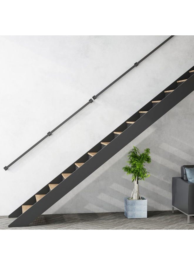 CAVAOSEY 8FT Stair Railings Indoor, Black Iron Railings for Stairs, Industrial Handrail Wall Mounted, Hand Railing for Stairs Indoor 500lbs Load Capacity, Sturdy Stair Railing for Loft Porch Deck, 3 Sections - Image 2