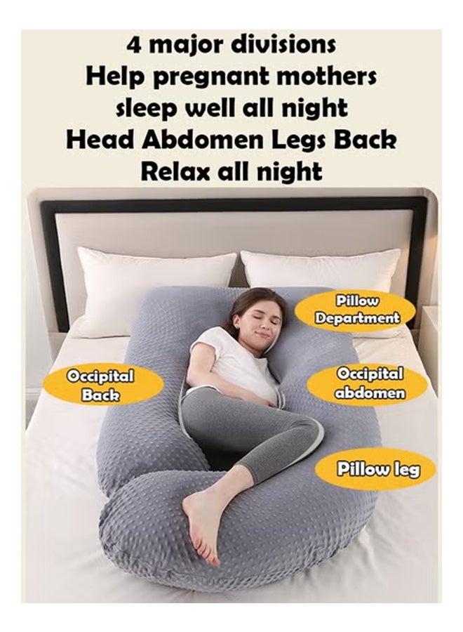 كلناميان وسادة حمل على شكل حرف U وسادة أمومة لكامل الجسم مع غطاء قابل للإزالة للنوم الجانبي والظهر والساقين ودعم البطن، مثالية للقراءة وإطعام الطفل والنوم - Image 4