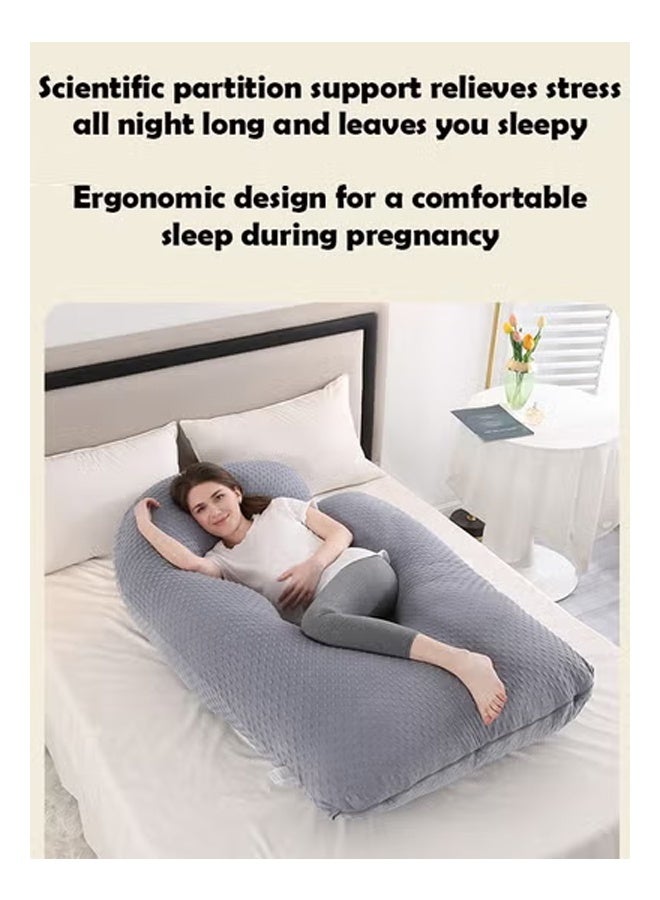 كلناميان وسادة حمل على شكل حرف U وسادة أمومة لكامل الجسم مع غطاء قابل للإزالة للنوم الجانبي والظهر والساقين ودعم البطن، مثالية للقراءة وإطعام الطفل والنوم - Image 3
