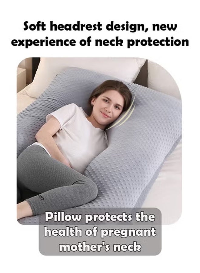 كلناميان وسادة حمل على شكل حرف U وسادة أمومة لكامل الجسم مع غطاء قابل للإزالة للنوم الجانبي والظهر والساقين ودعم البطن، مثالية للقراءة وإطعام الطفل والنوم - Image 5