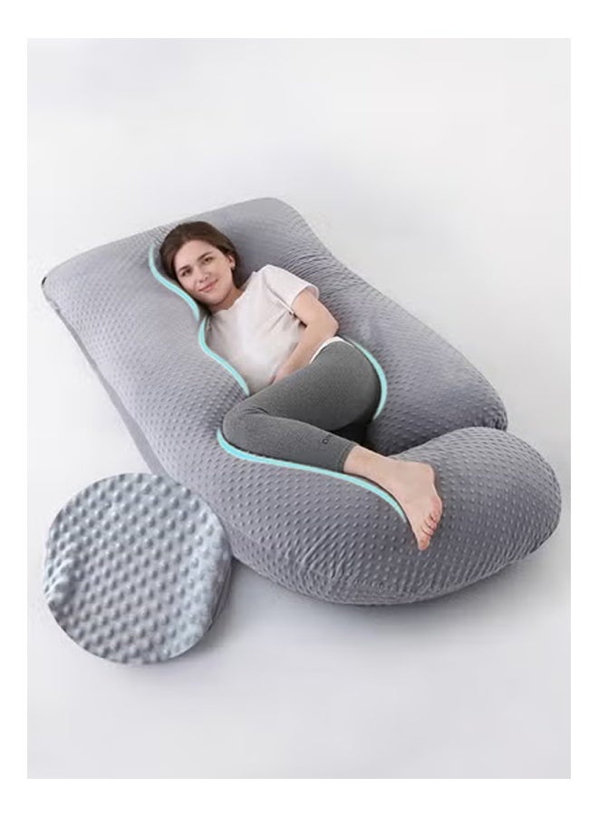 كلناميان وسادة حمل على شكل حرف U وسادة أمومة لكامل الجسم مع غطاء قابل للإزالة للنوم الجانبي والظهر والساقين ودعم البطن، مثالية للقراءة وإطعام الطفل والنوم - Image 1