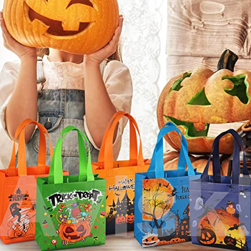 Aviski 8PCS Halloween Trick or Treat Bags, Small Halloween Tote Bags with Handles, Gift Bags, Multifunctional Non-Woven Halloween Bags for Gifts Wrapping, Trick or Treat, Halloween Party Supplies - Image 4