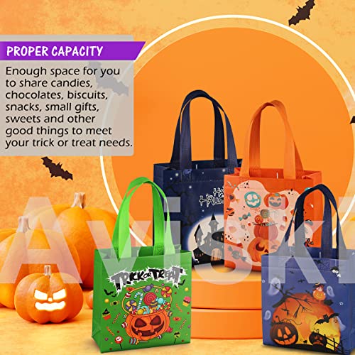 Aviski 8PCS Halloween Trick or Treat Bags, Small Halloween Tote Bags with Handles, Gift Bags, Multifunctional Non-Woven Halloween Bags for Gifts Wrapping, Trick or Treat, Halloween Party Supplies - Image 3