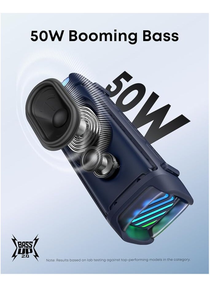 Soundcore Boom 3i by Anker, Rugged Outdoor Speakers, IP68 Waterproof, Floating Playback, Saltwater-Resistant, BassUp 2.0, 50W Portable Speaker, Bluetooth 5.3, 16H, TWS, Kayak/Fishing/Camping - Blue - Image 4