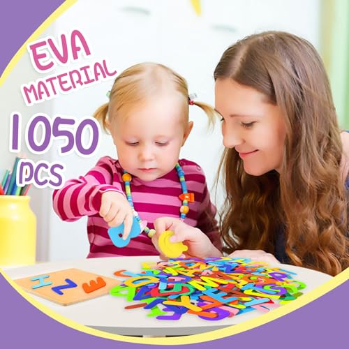 Natonhi 1050Pcs Letter Stickers Foam Letter Stickers,10 Colors Self Adhesive A-Z Alphabet Stickers Craft Supplies Stickers for Kids School Project Party Decorations（1.1x 0.9 in） - Image 2