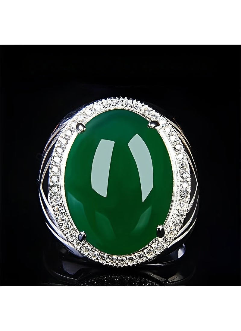 ريوكل خاتم من الأحجار الكريمة الطبيعية خاتم إصبع من اليشم خاتم خطوبة مفتوح خاتم إبهام فاخر أفضل هدايا المجوهرات للنساء والفتيات في عيد الأم وعيد الحب - Image 2