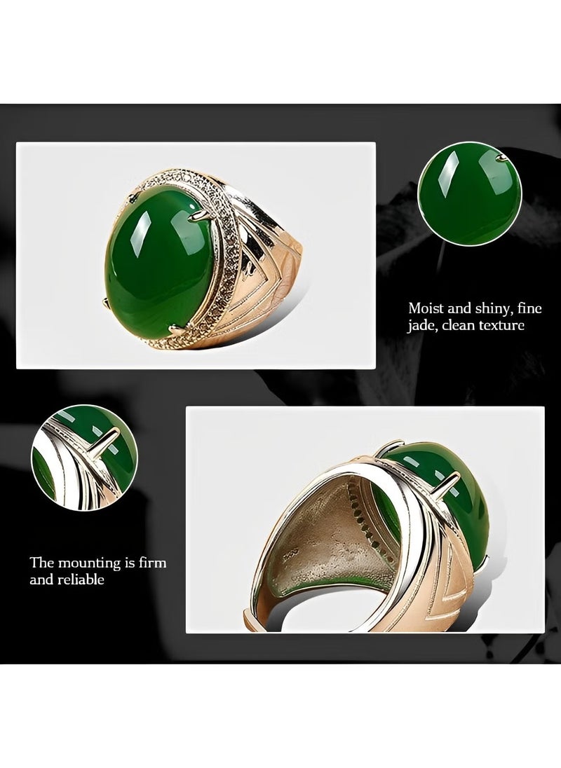 ريوكل خاتم من الأحجار الكريمة الطبيعية خاتم إصبع من اليشم خاتم خطوبة مفتوح خاتم إبهام فاخر أفضل هدايا المجوهرات للنساء والفتيات في عيد الأم وعيد الحب - Image 4