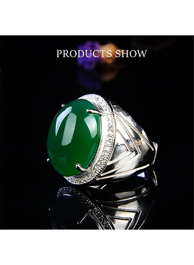 ريوكل خاتم من الأحجار الكريمة الطبيعية خاتم إصبع من اليشم خاتم خطوبة مفتوح خاتم إبهام فاخر أفضل هدايا المجوهرات للنساء والفتيات في عيد الأم وعيد الحب - Image 3