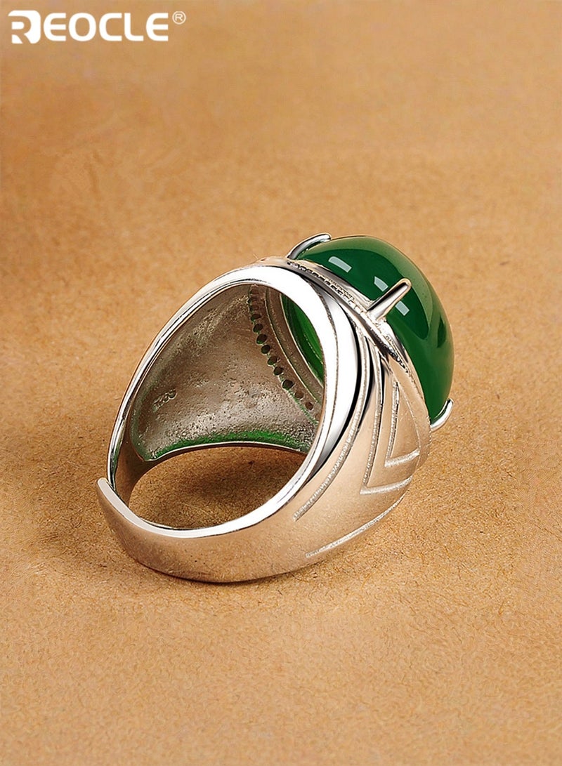 REOCLE Natural Gemstone Ring Jade Finger Ring Open Engagement Ring Luxury Thumb Ring Best Jewelry Gifts for Women Girl Mothers Day Valentines Day - Image 4