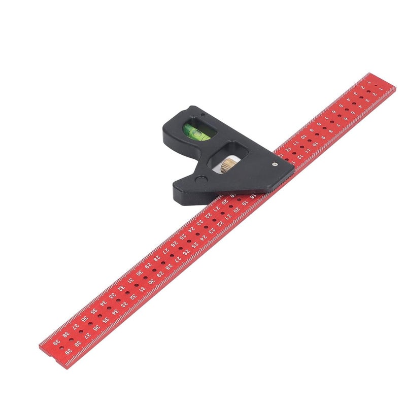 Aluminum Alloy Adjustable Sliding Ruler 90 45 Degree Angle Measurement Tool 40cm Length - Image 3