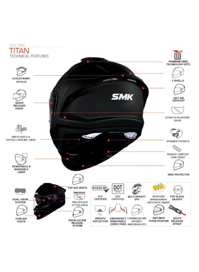 SMK Full Face Motorcycle Helmet with Clear Visor Sporter Graphic GL248 Premium Fiber Technology Aerodynamic Dual Visor Riding Helmet 2XL - Image 2
