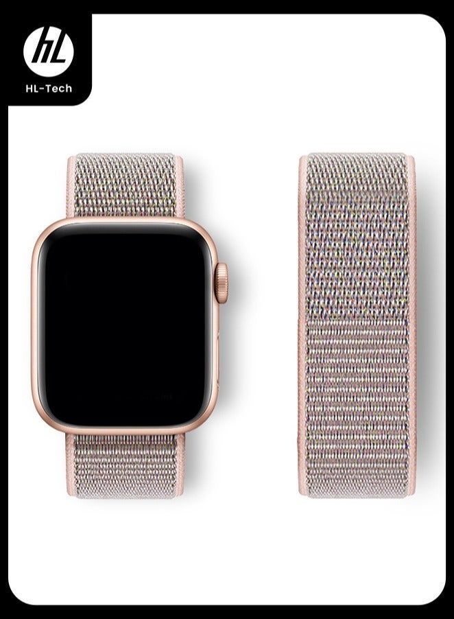 HL-Tech Breathable Nylon Loop Sport Band for Apple Watch 42mm/44mm/45mm/46mm/49mm – Adjustable Lightweight Strap Compatible with iWatch Ultra 2, SE, Series 10/9/8/7, Sweatproof Replacement Band for Men & Women (Pink) - Image 1