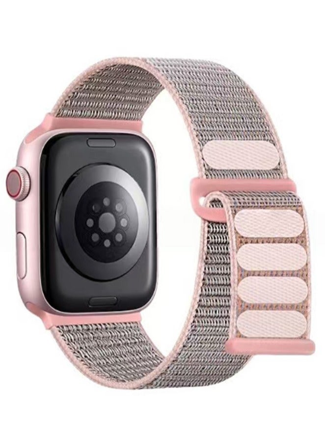 HL-Tech Breathable Nylon Loop Sport Band for Apple Watch 42mm/44mm/45mm/46mm/49mm – Adjustable Lightweight Strap Compatible with iWatch Ultra 2, SE, Series 10/9/8/7, Sweatproof Replacement Band for Men & Women (Pink) - Image 2