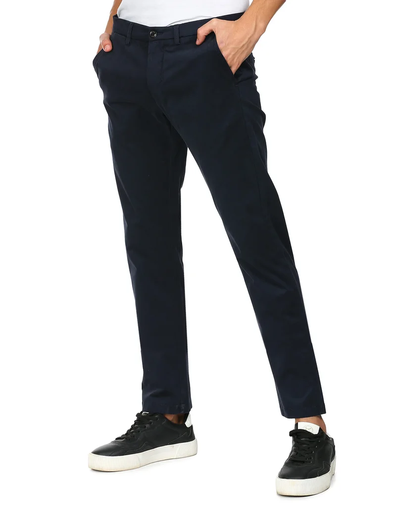 Mid Rise Flat Front Casual Trousers