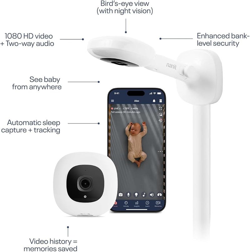 Nanit Pro Smart Baby Monitor - Camera & Wall Mount- 1080p Wi-Fi Video Camera, 2-Way Audio, See Your Baby from Anywhere, Sound/Motion/Cry Notifications, Night Vision - Image 2