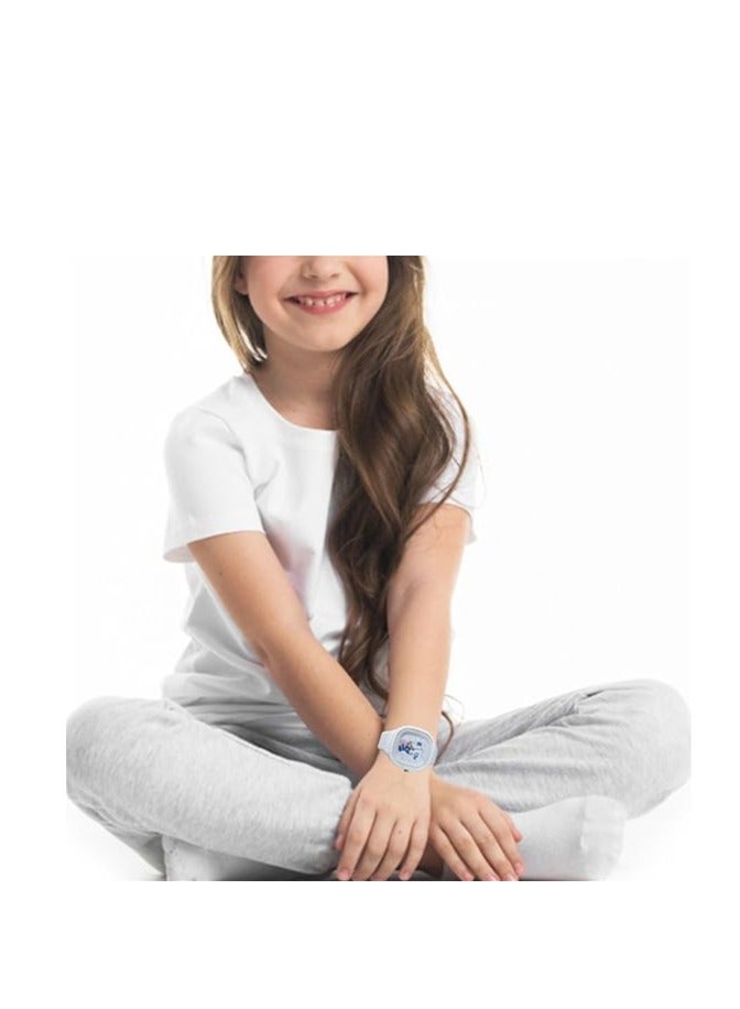 Blue Square Cartoon Stylish Pattern Children's Watch Silicone Strap Suitable for Kids of All Ages Gift Watches - Image 2