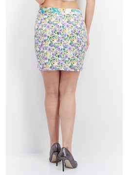 Love Triangle Women Floral Print Mini  Skirt, Green Combo  - Image 4