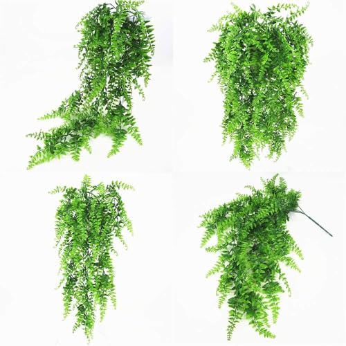 Dekorly Artificial Plants Greenery Boston Fern Persian Rattan, Fake Hanging Plant Ivy Vine Outdoor UV Resistant,Faux Plastic Plants Vines for Jungle Party Decorations Home Décor (2 Pack) - Image 2