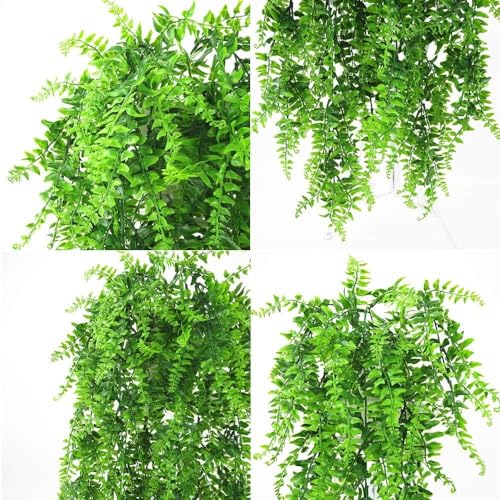 Dekorly Artificial Plants Greenery Boston Fern Persian Rattan, Fake Hanging Plant Ivy Vine Outdoor UV Resistant,Faux Plastic Plants Vines for Jungle Party Decorations Home Décor (2 Pack) - Image 3