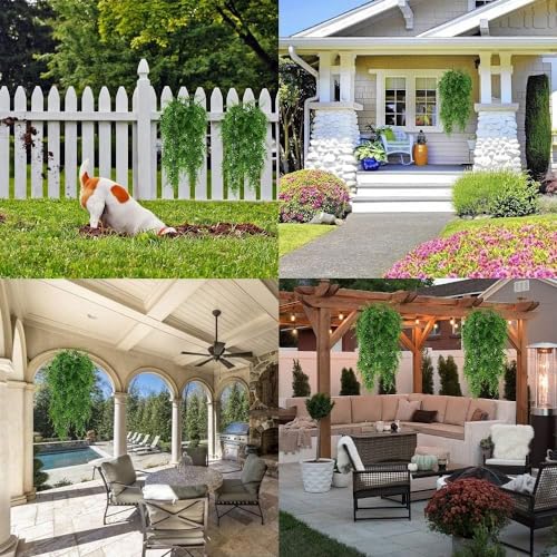 Dekorly Artificial Plants Greenery Boston Fern Persian Rattan, Fake Hanging Plant Ivy Vine Outdoor UV Resistant,Faux Plastic Plants Vines for Jungle Party Decorations Home Décor (2 Pack) - Image 4