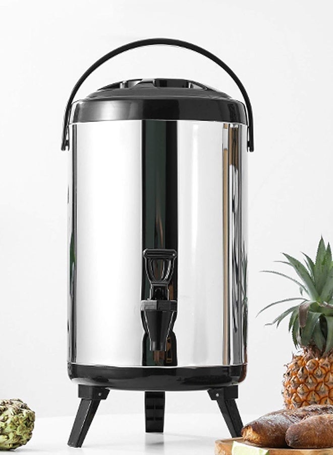 Stainless steel double-layer tea cup for commercial and household use, 6L large capacity, suitable for holding coffee beverages, herbal tea, boiled water, soy milk and fruit juice - Image 3