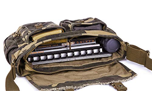 GOOTIUM Canvas Messenger Bag - Vintage Shoulder Bag Frayed Style Boho Purse, Camo - Image 5