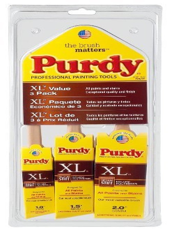 Purdy XL 1, 1-1/2 and 2 in. W Assorted Polyester Paint Brush Set - Image 1