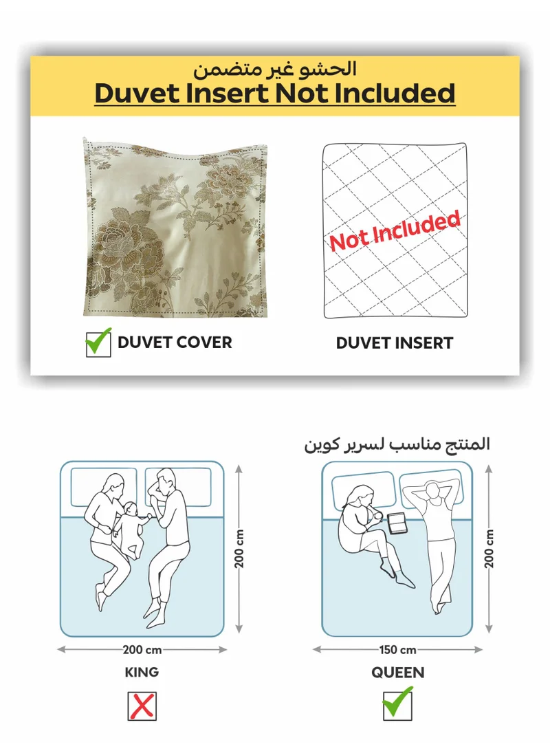 Donetella Digital Print Duvet cover Set,Queen Size 200x230 cm - 4-Pcs Bed Set, ,Emirate Collection, Microfiber - 1 Duvet Cover, 1 Fitted Sheet, 1 Pillow Shams, 1 Pillowcases (Filler Not Include)