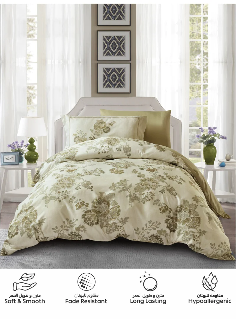 Donetella Digital Print Duvet cover Set,Queen Size 200x230 cm - 4-Pcs Bed Set, ,Emirate Collection, Microfiber - 1 Duvet Cover, 1 Fitted Sheet, 1 Pillow Shams, 1 Pillowcases (Filler Not Include)