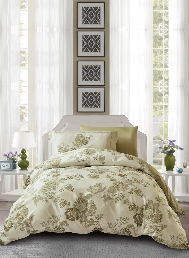 Donetella Digital Print Duvet cover Set,Queen Size 200x230 cm - 4-Pcs Bed Set, ,Emirate Collection, Microfiber - 1 Duvet Cover, 1 Fitted Sheet, 1 Pillow Shams, 1 Pillowcases (Filler Not Include)