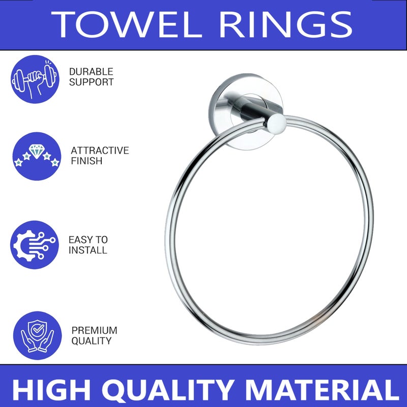 Growfynd Stainless Steel 304 Grade Chrome Finished Round Napkin Ring/Towel Ring/Napkin Holder/Towel Hanger/Towel Holder for Bathroom/Kitchen/Wash Basin Circular (Pack of 2) - Image 3