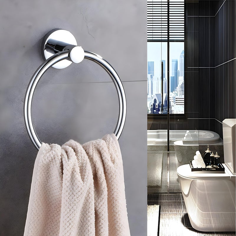 Growfynd Stainless Steel 304 Grade Chrome Finished Round Napkin Ring/Towel Ring/Napkin Holder/Towel Hanger/Towel Holder for Bathroom/Kitchen/Wash Basin Circular (Pack of 2) - Image 2