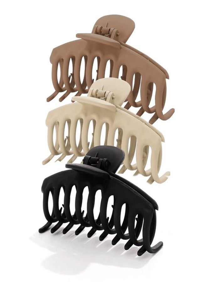 Minta Matte Large Hair Claw For Women Spring Design Non-Slip For Thick Hair Banana Openwork Geometry Hair Clips Hair Styling Accessories Strong Hold Barrettes (3PCS) - Image 1