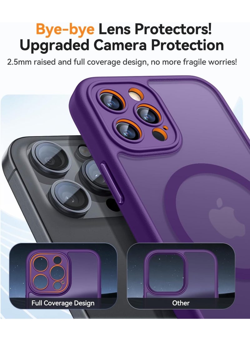 ثسؤشسث غطاء مغناطيسي لهاتف iPhone 12 Pro Max مقاس 6.7 بوصة، متوافق مع MagSafe، حماية كاملة للكاميرا، حافظة واقية شفافة غير لامعة ورفيعة ومقاومة للصدمات، لون أرجواني - Image 3