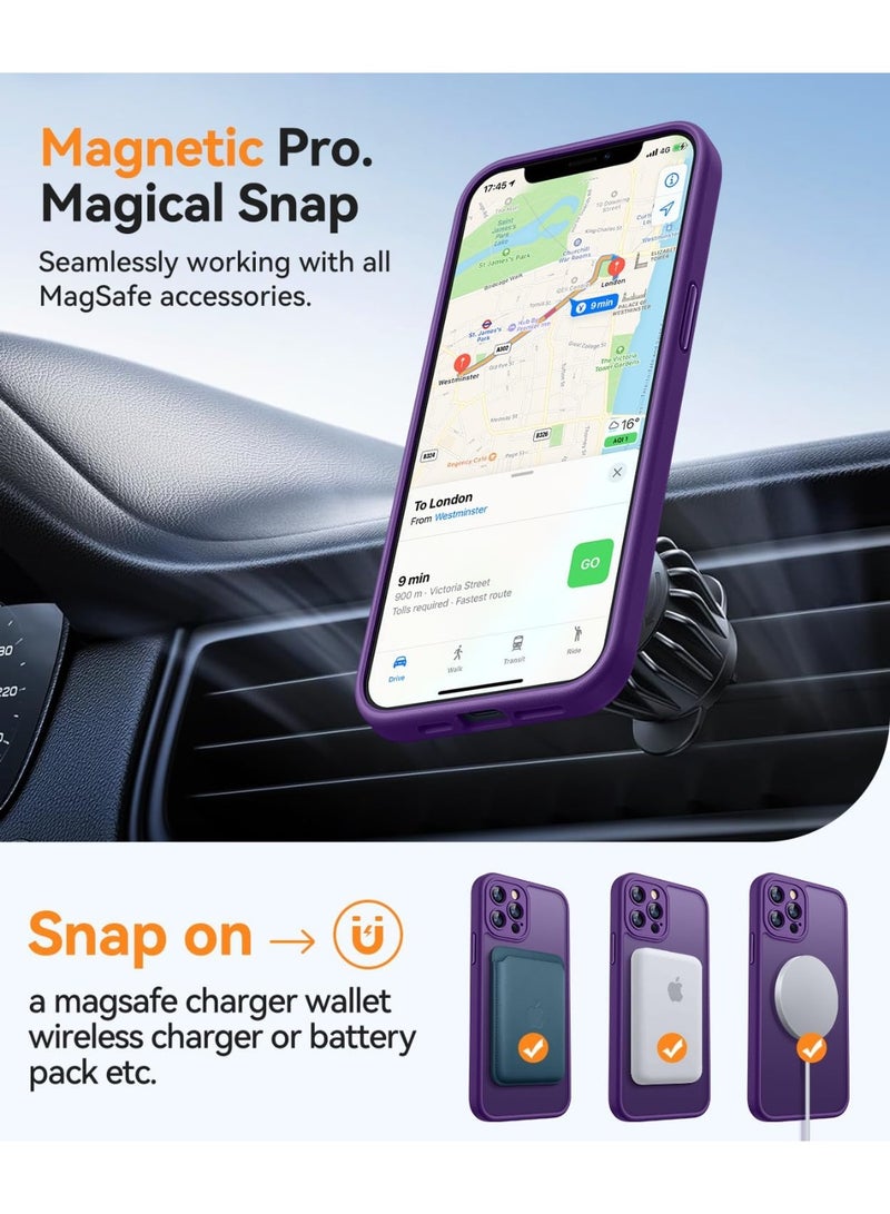 ثسؤشسث غطاء مغناطيسي لهاتف iPhone 12 Pro Max مقاس 6.7 بوصة، متوافق مع MagSafe، حماية كاملة للكاميرا، حافظة واقية شفافة غير لامعة ورفيعة ومقاومة للصدمات، لون أرجواني - Image 4