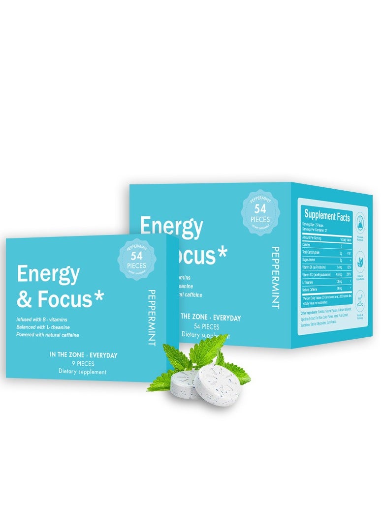 Mints Energy Caffeine Mints (54 Pieces) - Sugar Free with L-theanine + Natural Caffeine + Vitamin B12 & B6 - Nootropic Energy & Focus Supplement for Women & Men - Keto & Vegan, Peppermint Flavor  - Image 3