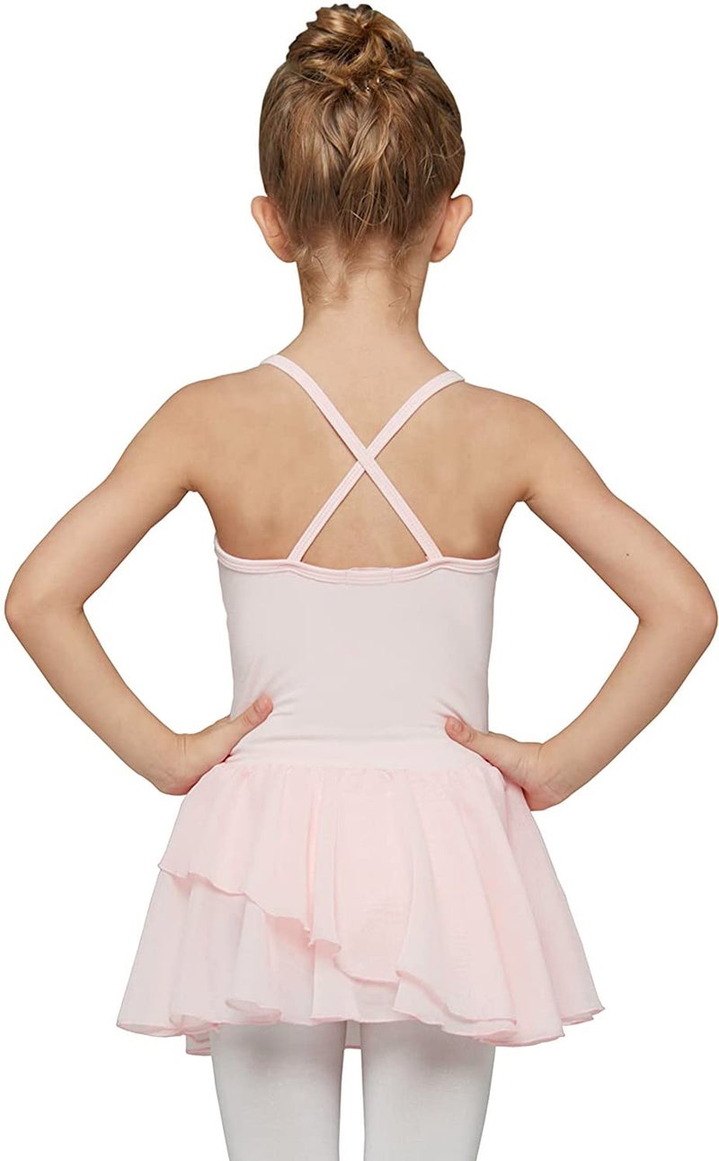 MdnMd Ballet Pink Toddler Girls Dance Leotard with Ballet Tutu Skirt Ballerina Outfit Dress Camisole (Age 4-6 / 4t,5t) - Image 2