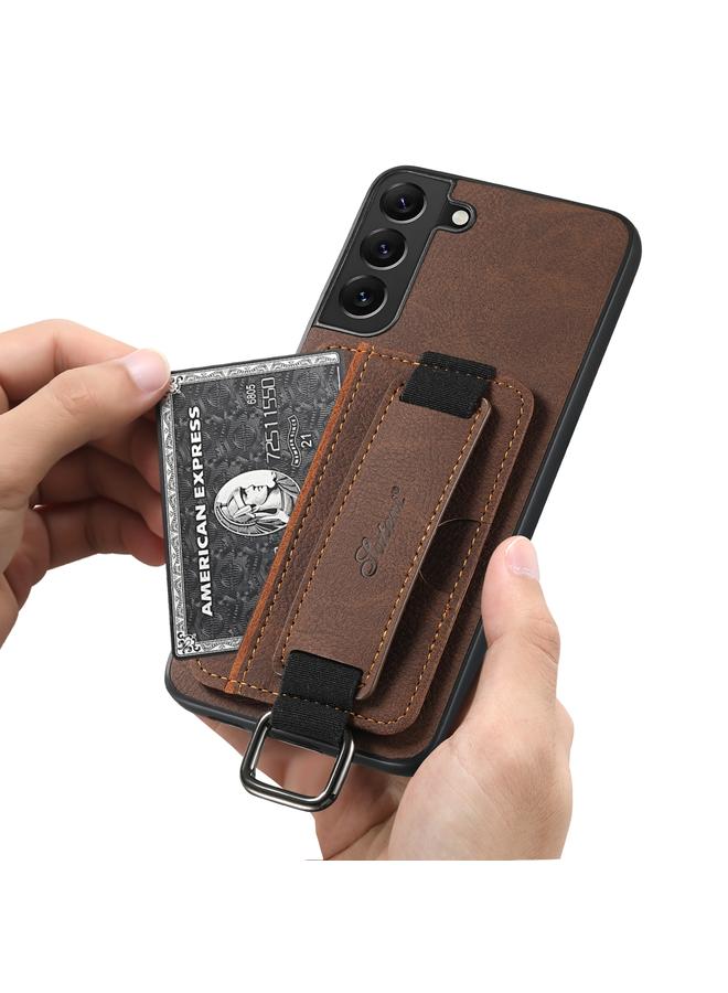 Suteni Case For Samsung Galaxy S23+ 5G H13 Litchi Leather Wrist Strap Wallet Back Phone Case - Image 4